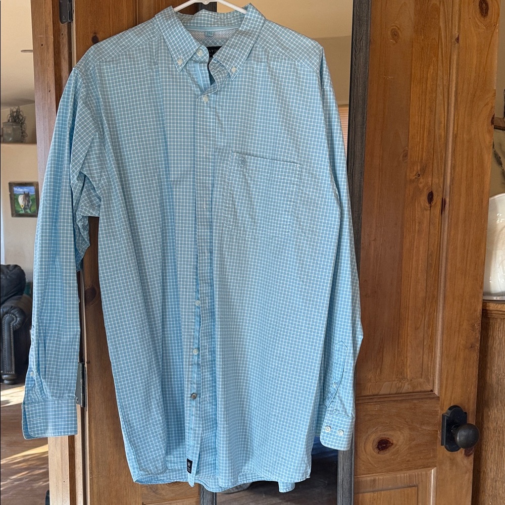 Ariat Light Blue Gingham Men's Shirt